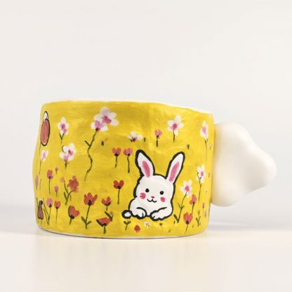 Hop into Happiness: Hand-Painted Bunny Meadow Mug