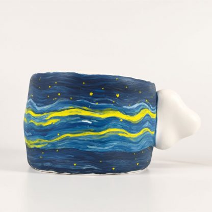 Dream Weaver: Hand-Painted Celestial Mug with Cloud Handle