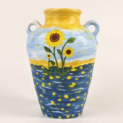 Sunflower Serenity: Hand-Painted Ceramic Vase