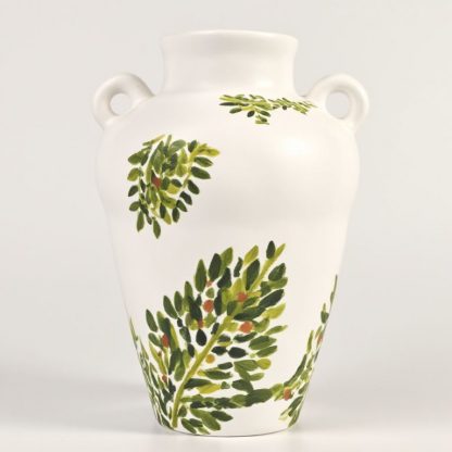 Hand-Painted Olive Grove Vase: A Touch of Mediterranean Charm