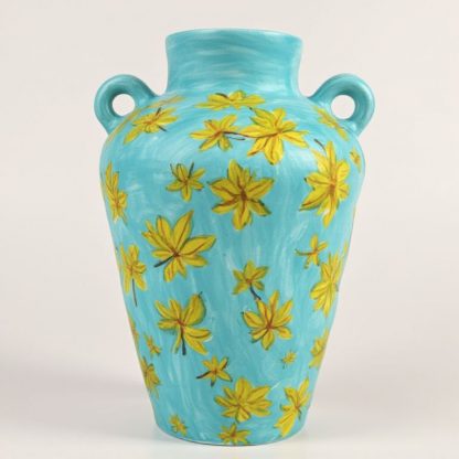 Hand-Painted Floral Vase: Turquoise Bloom