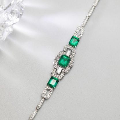 Emerald Elegance: Handcrafted Art Deco Bracelet