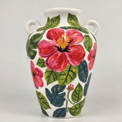 Tropical Bloom: Hand-Crafted Hibiscus Vase