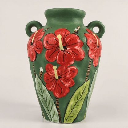 Hand-Painted Hibiscus Haven Vase - A Touch of Tropical Bloom