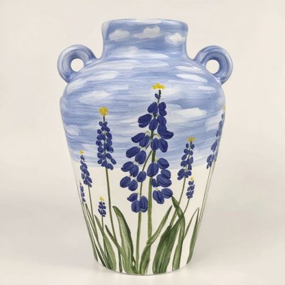 Hand-Painted Bluebonnet Sky Vase - A Touch of Texas Spring for Your Home