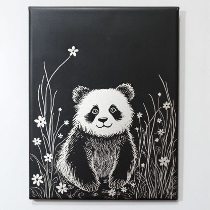 Panda Bloom: Silver Inlay Ceramic Art