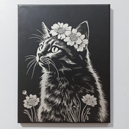 Silver Bloom Kitty Ceramic Art