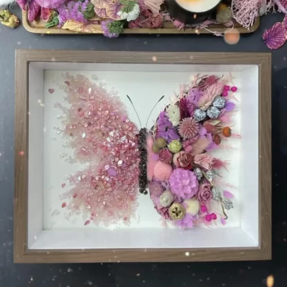 Butterfly Crystal Art | Shattered Gemstones & Preserved Flowers | Boho Home Decor | Unique Gift for Wedding/Birthday with healingcrystal
