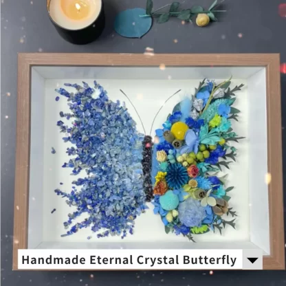 Butterfly Crystal Art Handmade with Amethyst, Rose Quartz, Preserved Flowers, Spiritual Gift Boho Home Decor Healing Crystals gift for her