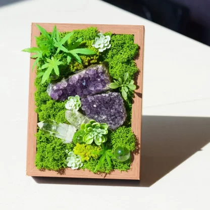 Amethyst Serenity Shadow Box -Relaxing Desk Decor Preserved Botanicals, Spiritual Gift for Women, Zen Crystal Wood Frame for Home & Office - Image 7