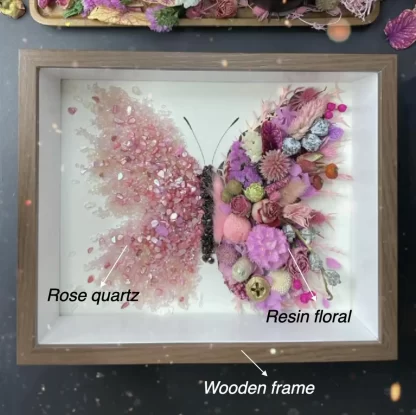 Butterfly Crystal Art | Shattered Gemstones & Preserved Flowers | Boho Home Decor | Unique Gift for Wedding/Birthday with healingcrystal - Image 3