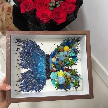 Butterfly Crystal Art | Shattered Gemstones & Preserved Flowers | Boho Home Decor | Unique Gift for Wedding/Birthday with healingcrystal - Image 8