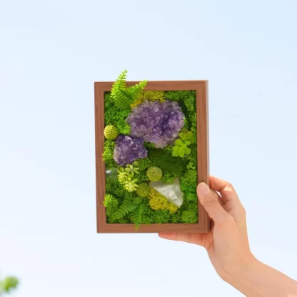 Amethyst Serenity Shadow Box -Relaxing Desk Decor Preserved Botanicals, Spiritual Gift for Women, Zen Crystal Wood Frame for Home & Office - Image 4
