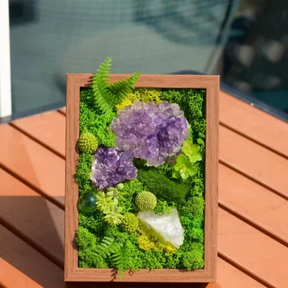 Amethyst Serenity Shadow Box -Relaxing Desk Decor Preserved Botanicals, Spiritual Gift for Women, Zen Crystal Wood Frame for Home & Office - Image 5