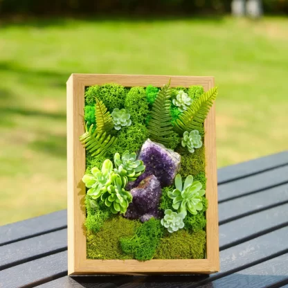 Amethyst Serenity Shadow Box -Relaxing Desk Decor Preserved Botanicals, Spiritual Gift for Women, Zen Crystal Wood Frame for Home & Office - Image 6